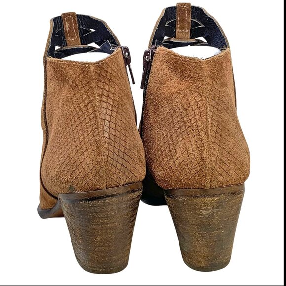 Free People Loveland Brown Suede Snake Embossed Zip Booties‎ - Picture 10 of 12